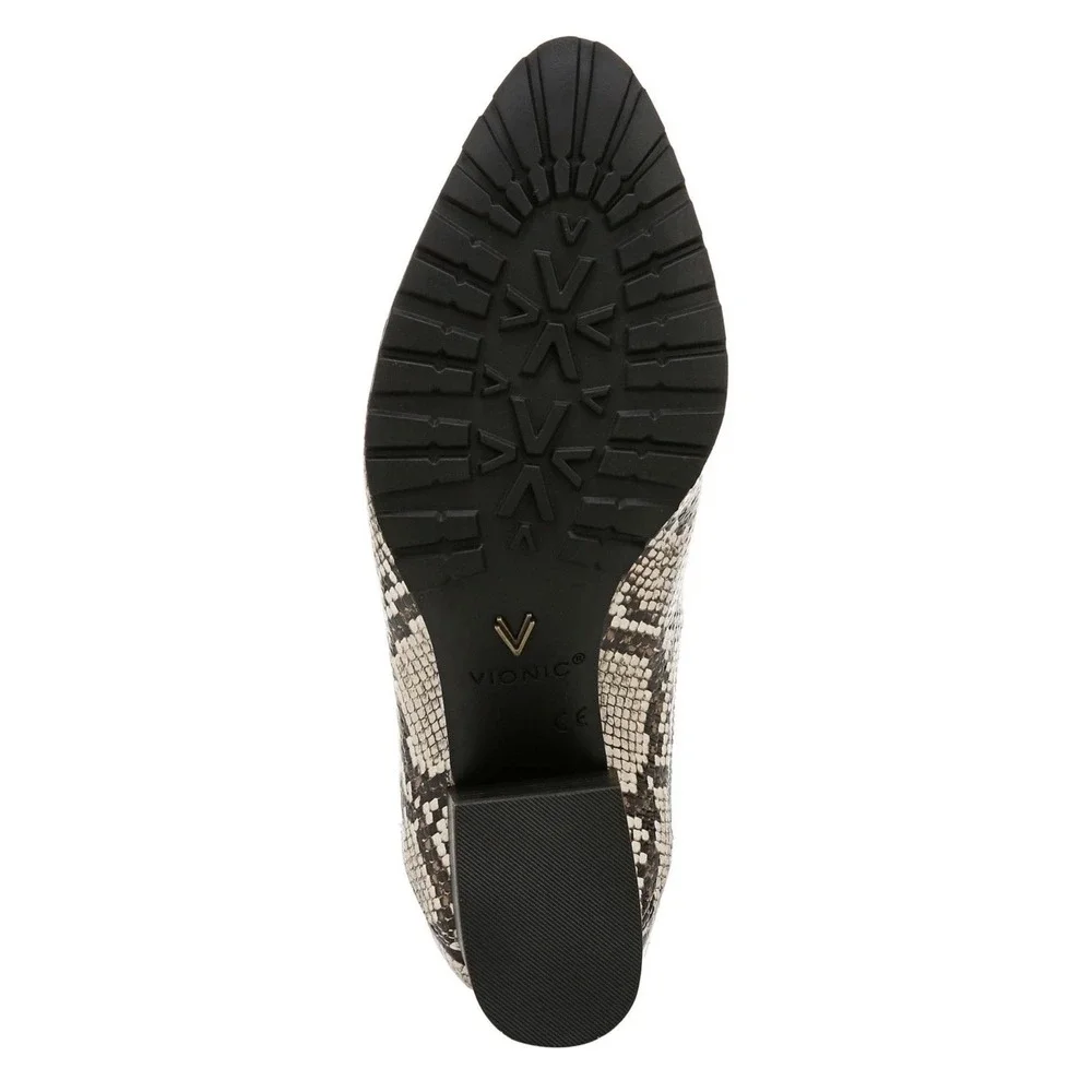 NEW Vionic Snakeskin Ankle Boots Women‎ 6.5 Block Heel Pointed Toe